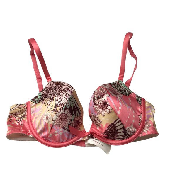 SIMONE PERELE Bra, Made in France. Pink Floral. Pink Bow FR 85 EU 70 US 32C - Picture 1 of 10